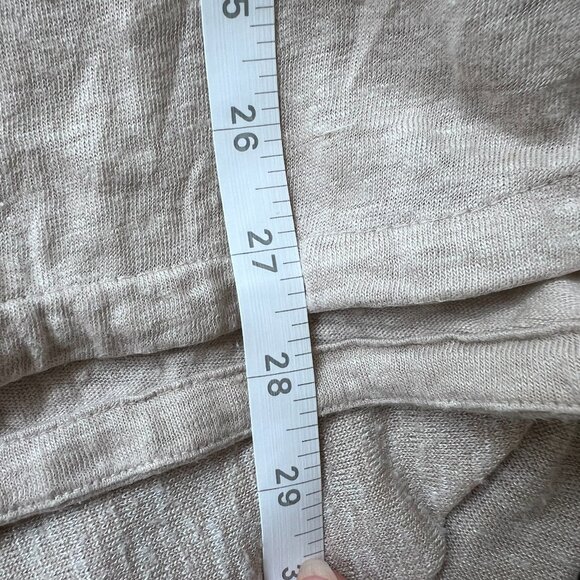 Kenar 100% Linen Sand Beige Scoop Neck Split Hem Short Sleeve Tee T Shirt Tunic - Picture 5 of 5